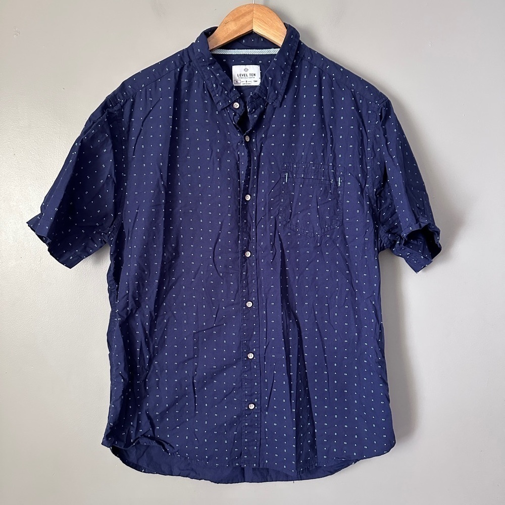 Level ten print short sleeve button down shirt
